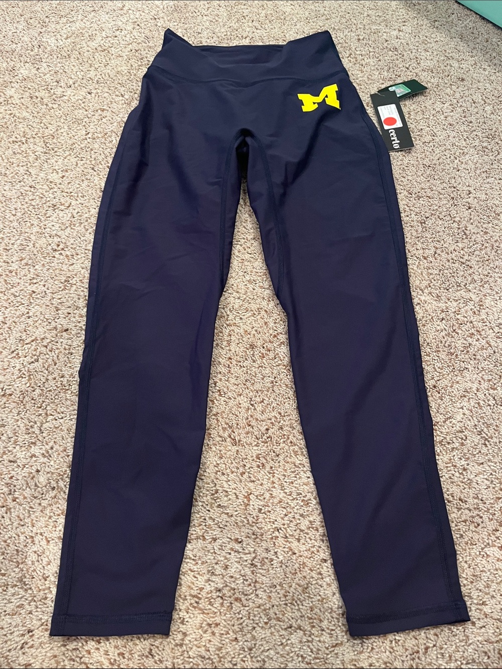 Certo Navy Athletic Leggings with Yellow University of Michigan 'M' Logo